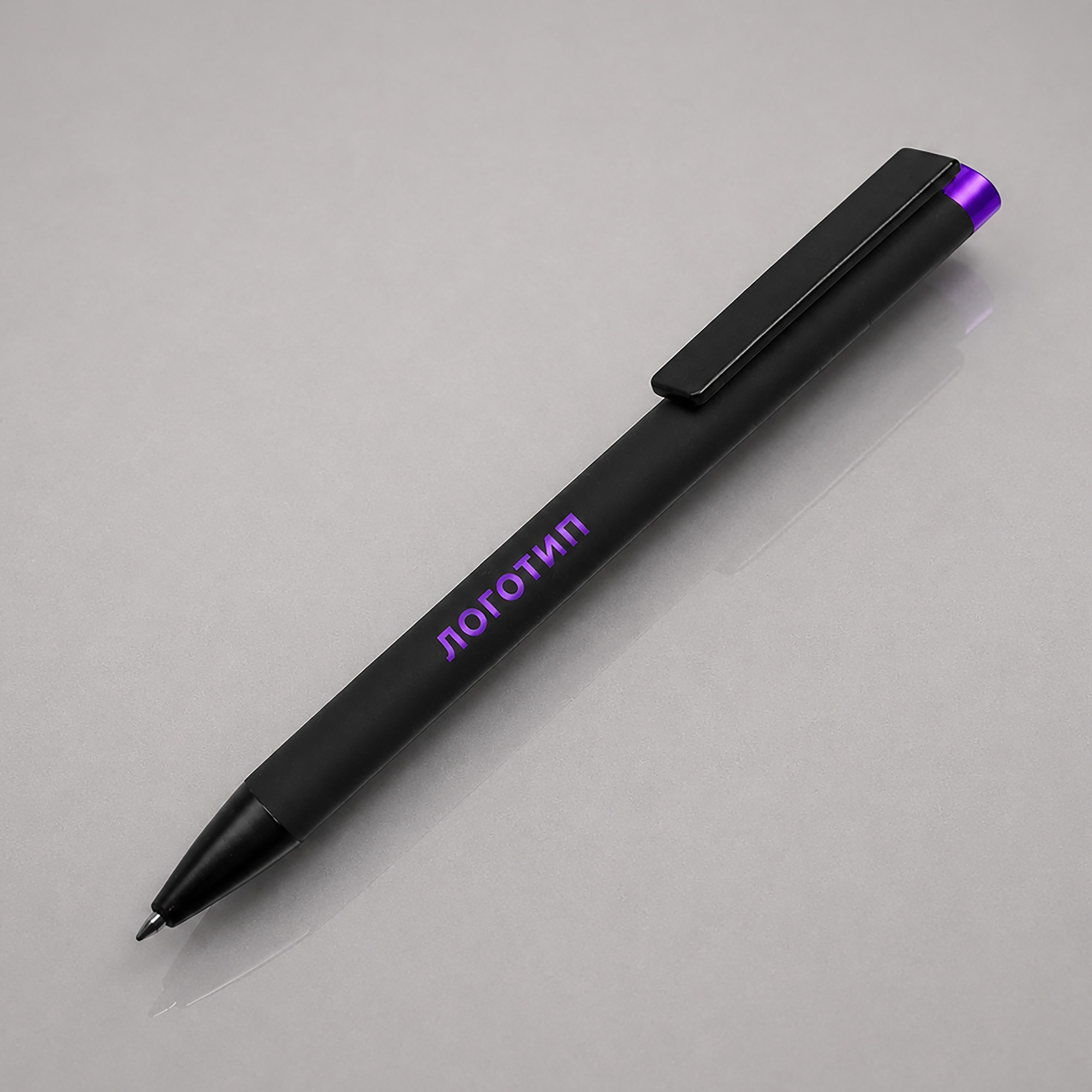 Ручка металлическая шариковая Taper Metal soft-touch с логотипом  | Print Logo