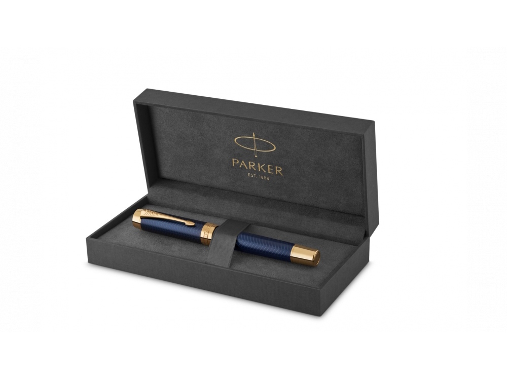 Перьевая ручка Parker Duofold Prestige Centennial, Blue Chevron GT Foutain Pen Fine, перо: F, цвет чернил: black, в подарочной упаковке.