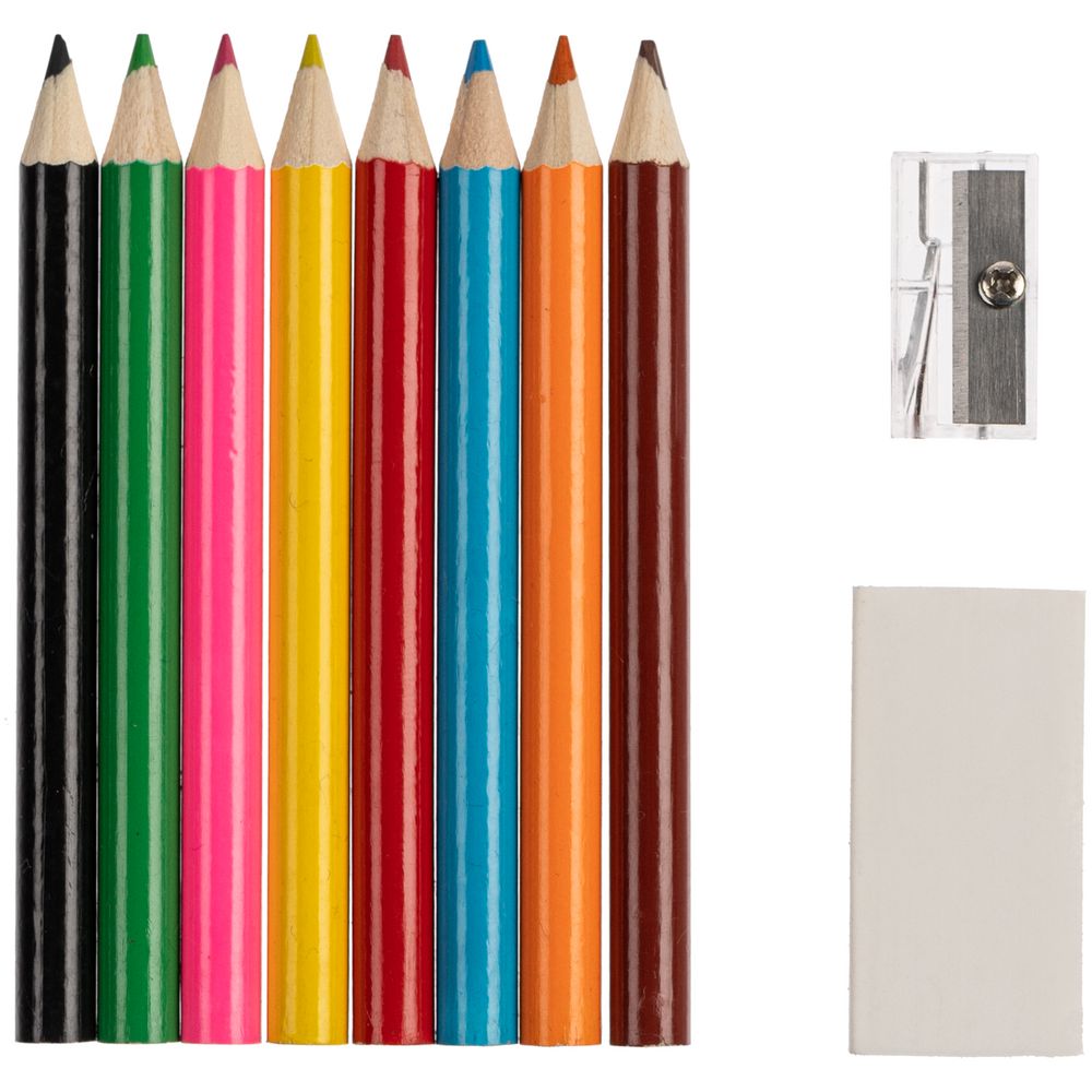 Набор Hobby с цветными карандашами, ластиком и точилкой фото на сайте Print Logo.