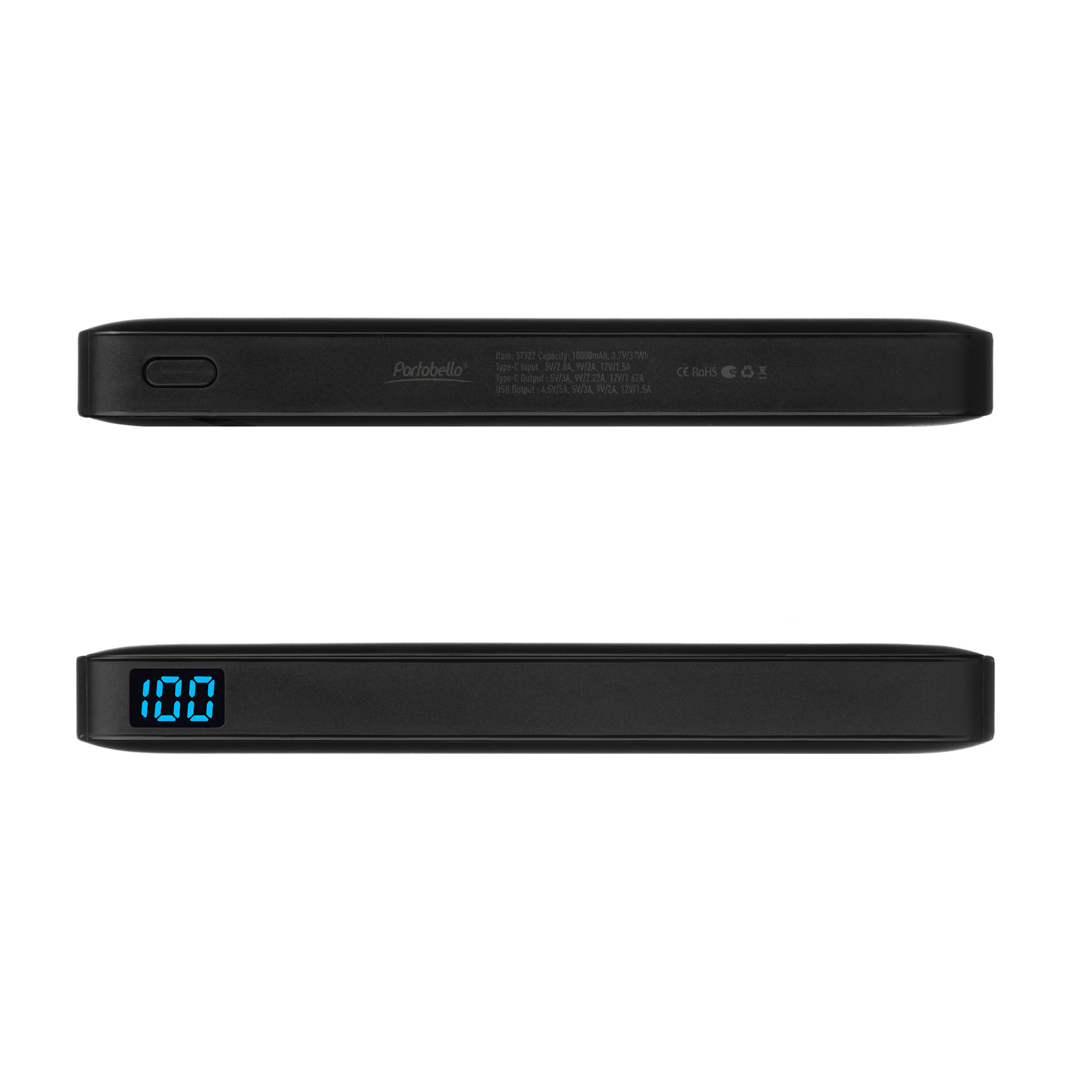 Внешний аккумулятор с цветной подсветкой Ancor PD Max Plus 10000 mAh, черный фото на сайте Print Logo.