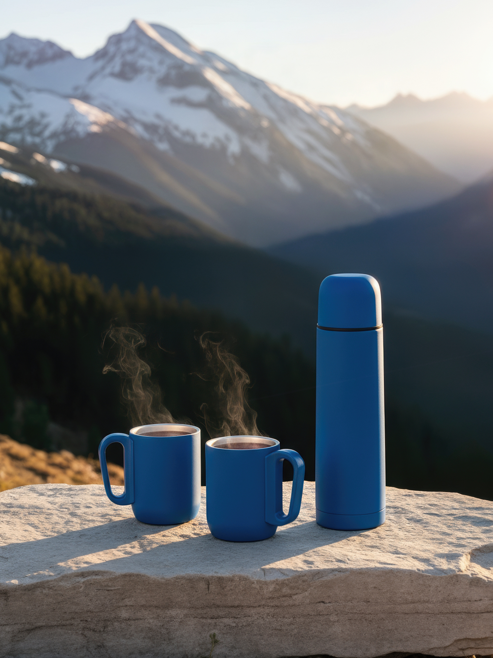 Набор "Гейзер" (термос, 2 кружки), покрытие soft touch, серый