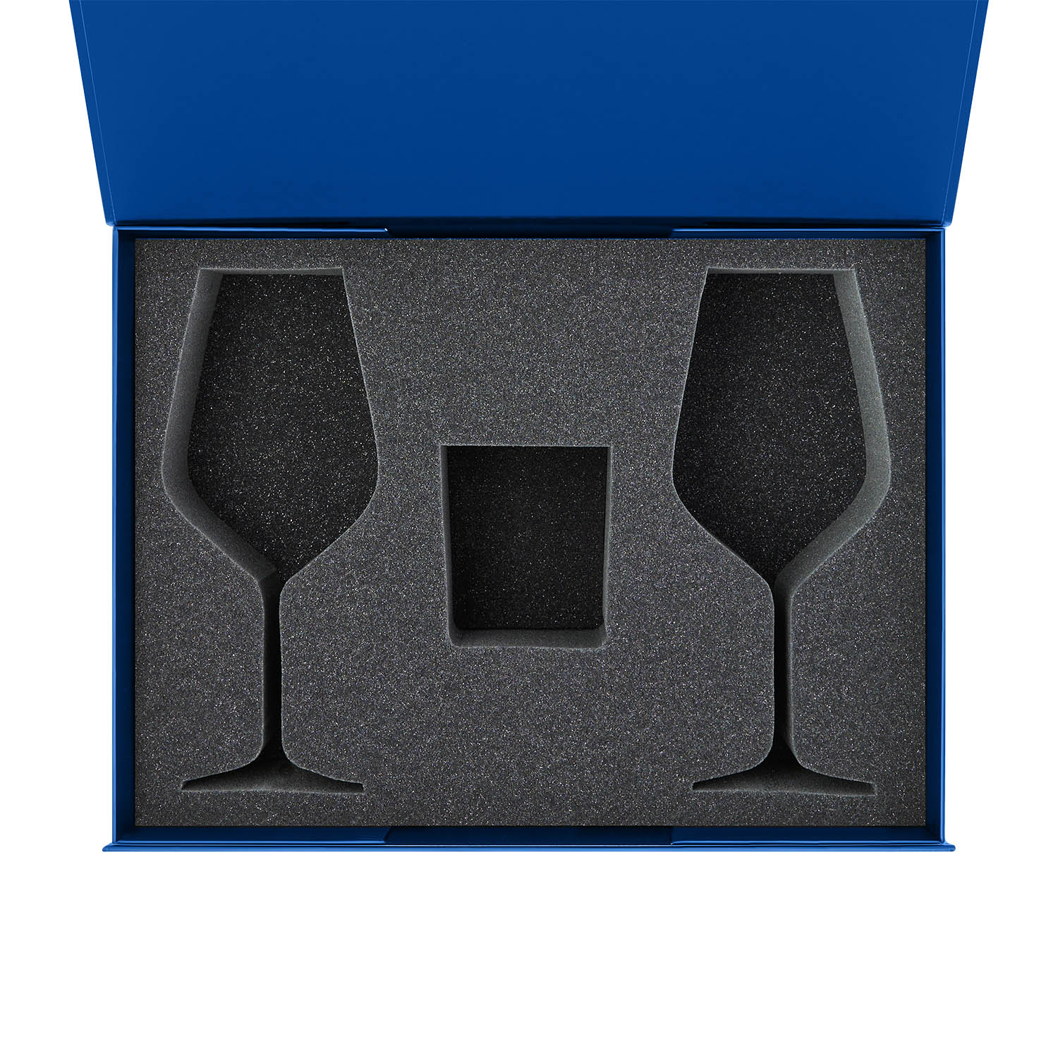 Ложемент под свечу Enigma + 2 бокала для вина в среднюю коробку-трансформер (арт. 695721) — пример нанесения логотипа (Portobello подарочная упаковка) | Print Logo