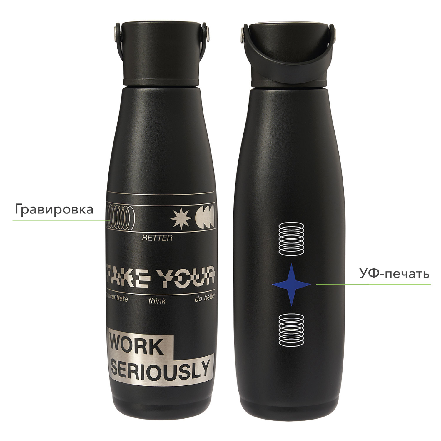 Термобутылка вакуумная герметичная Боска (Bosca), черная