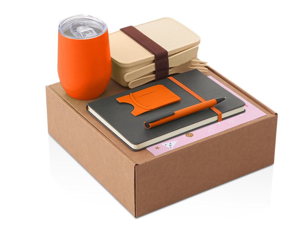 Набор Refreshment с термокружкой, блокнотом, ручкой и ланчбоксом с логотипом  | Print Logo