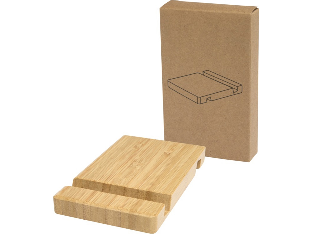 Подставка для телефона и планшета бамбуковая Bubup с логотипом  | Print Logo