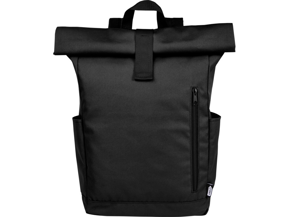 Рюкзак Byron 15,6 объемом 18 л со скручиваемым верхом, изготовленный из переработанного ПЭТ по стандарту GRS, черный
