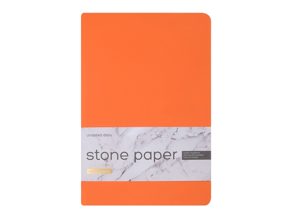 Ежедневник с каменной бумагой недатированный А5 Carrara, оранжевый