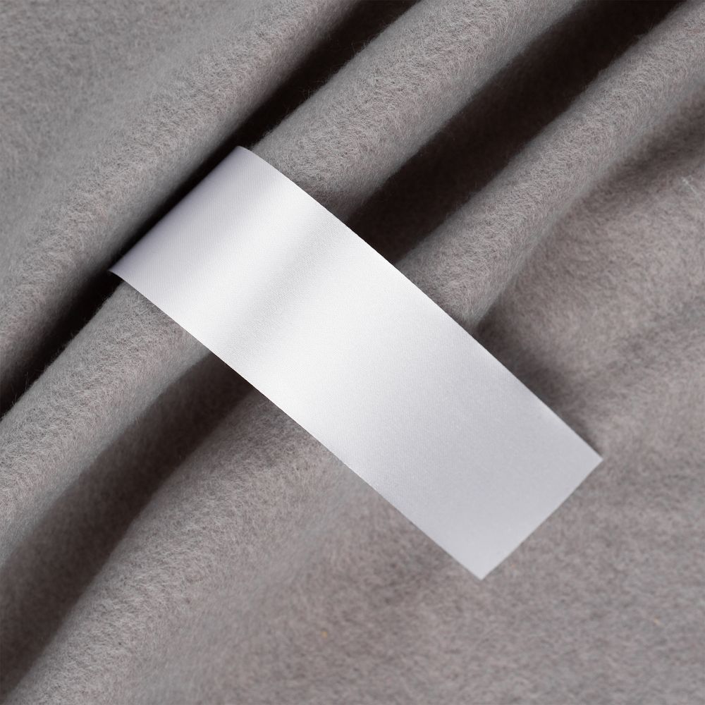 Лента сатиновая Satin 35 L, серая с логотипом сделано в России | Print Logo