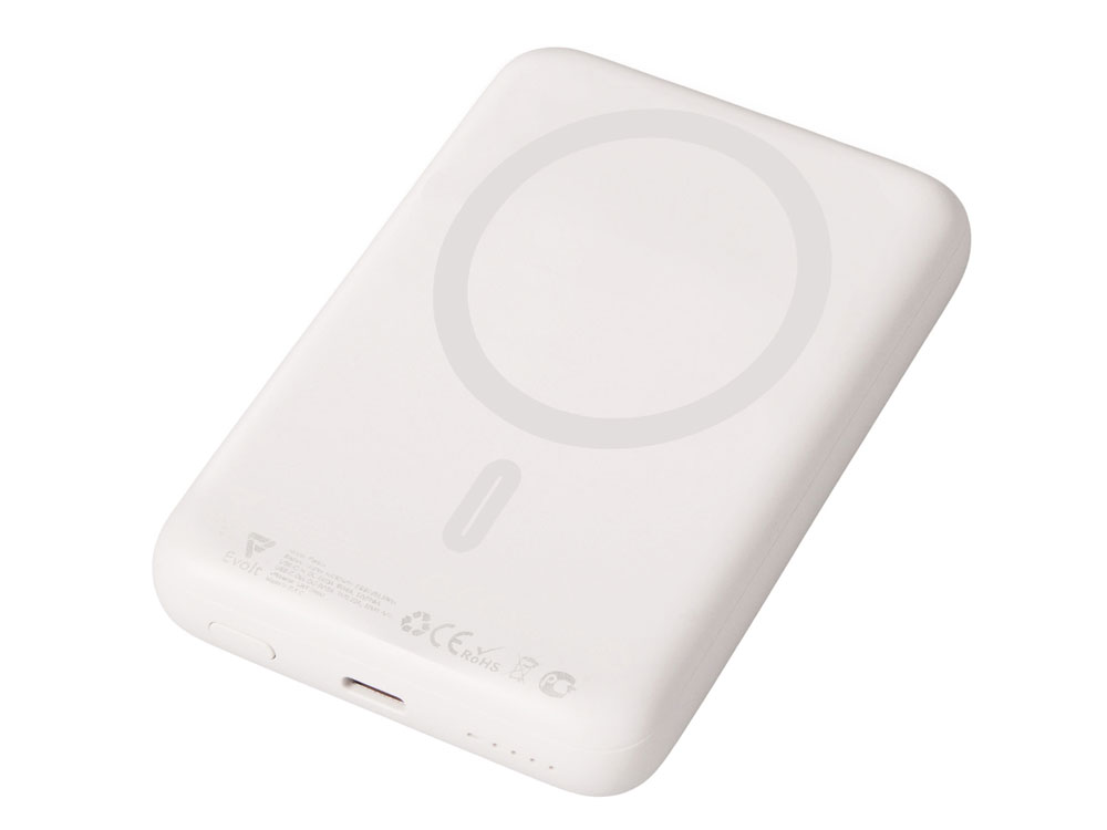 Магнитный внешний беспроводной аккумулятор Polarix, QC/PD, 10000 мАч с логотипом Evolt | Print Logo