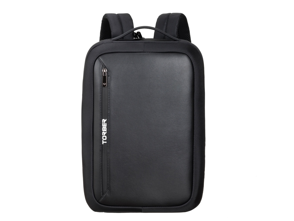 Рюкзак TORBER VOYAGE с отделением для ноутбука 15,6'', черный, нейлон/микрофибра, 30x12x42 см, 14л
