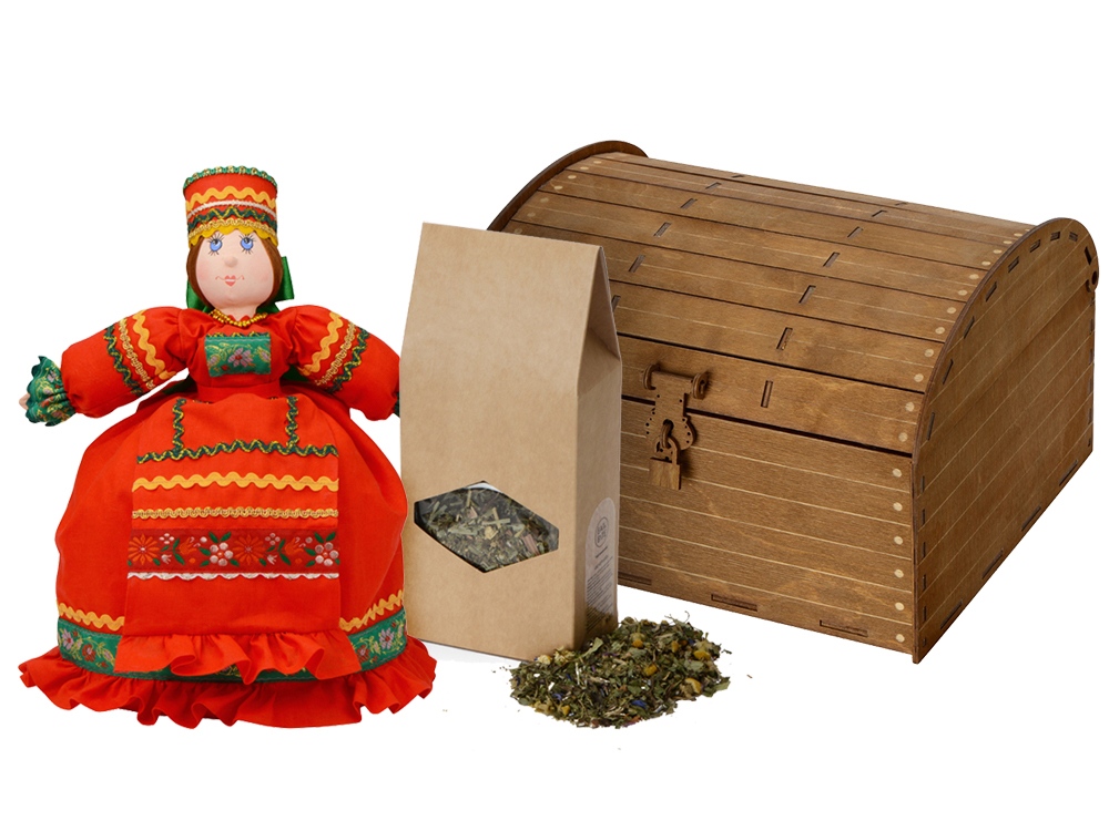 Подарочный набор Кремлевский: кукла на чайник, чай фруктовый с логотипом  | Print Logo