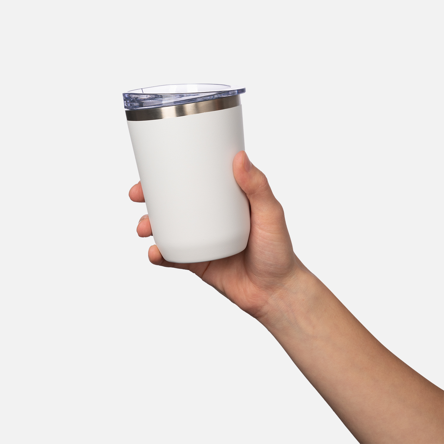 Термокружка вакуумная с керамическим покрытием Арктик, белый/серый