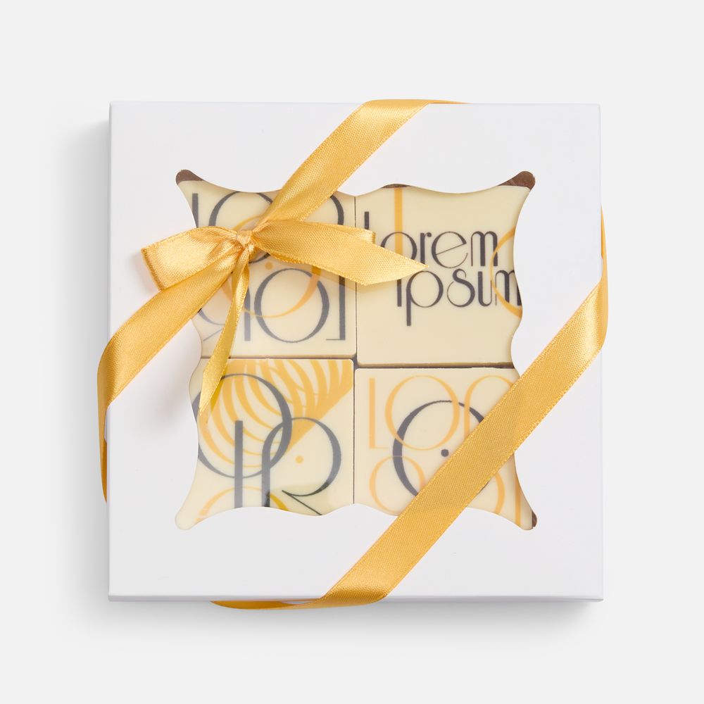 Набор из 4 печений Dream White с логотипом сделано в России | Print Logo