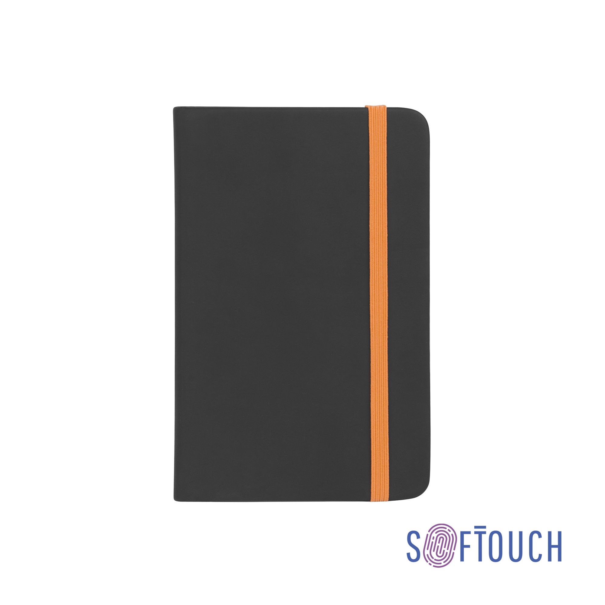 Блокнот "Бергамо", покрытие soft touch, формат А6, черный/оранжевый#, черный с оранжевым