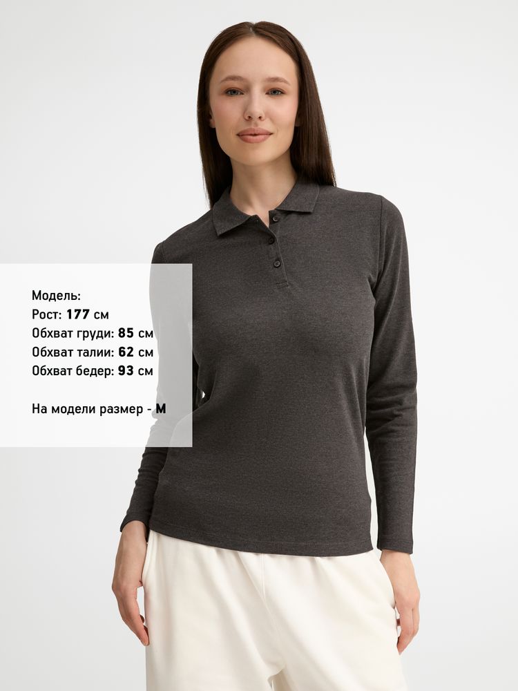 Рубашка поло женская с длинным рукавом Perfect LSL Women черный меланж, размер S