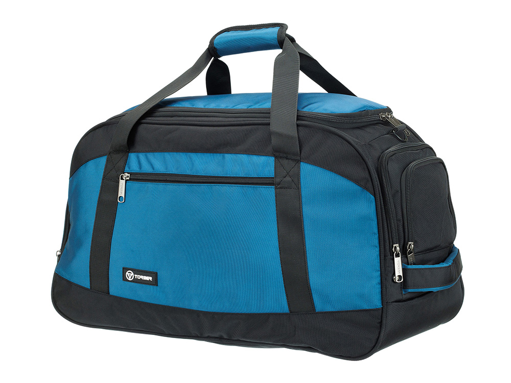 Сумка спортивная TORBER, синий/черный, полиэстер, 52 х 25 х 30 см