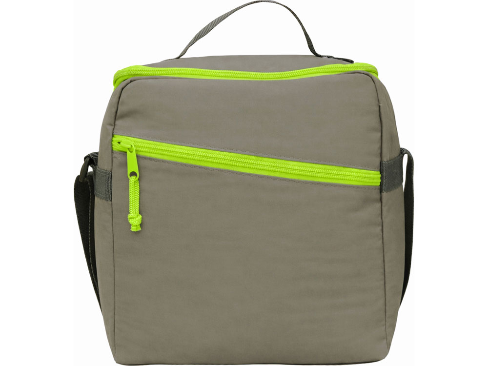 Изотермическая сумка-холодильник Neo Classic c контрастной молнией, серый/зеленое яблоко