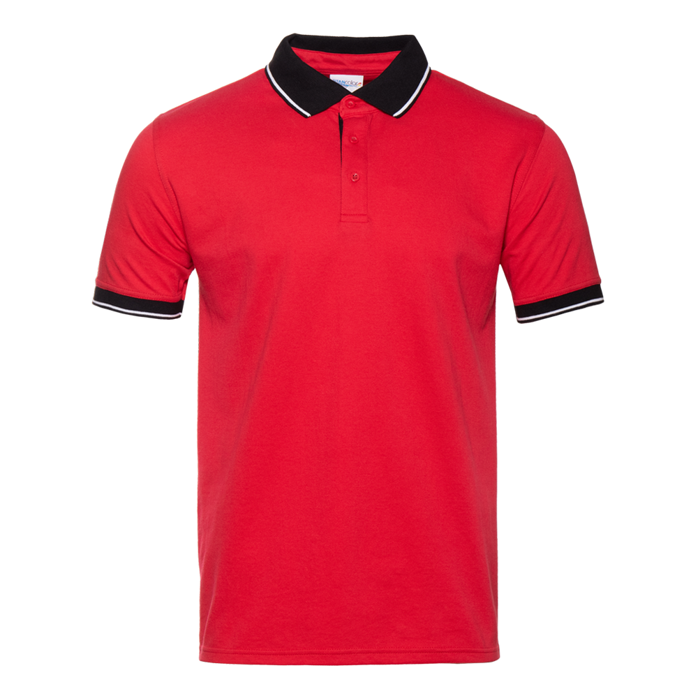 Рубашка поло  мужская STAN с контрастными деталями хлопок/полиэстер 185, 04С, Красный/Чёрный (14/20) (44/XS)