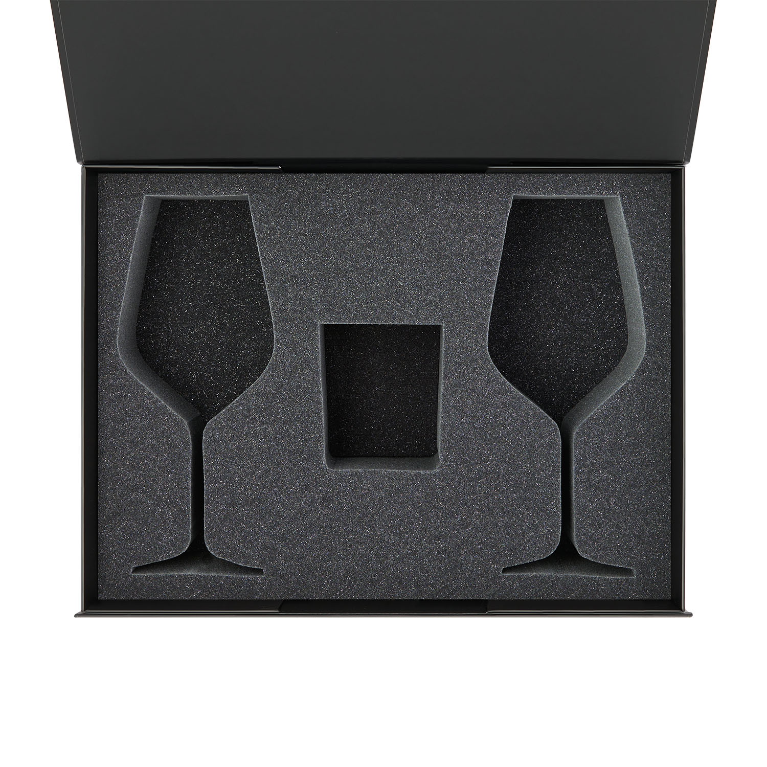 Ложемент под свечу Enigma + 2 бокала для вина в среднюю коробку-трансформер (арт. 695721) с логотипом Portobello подарочная упаковка | Print Logo