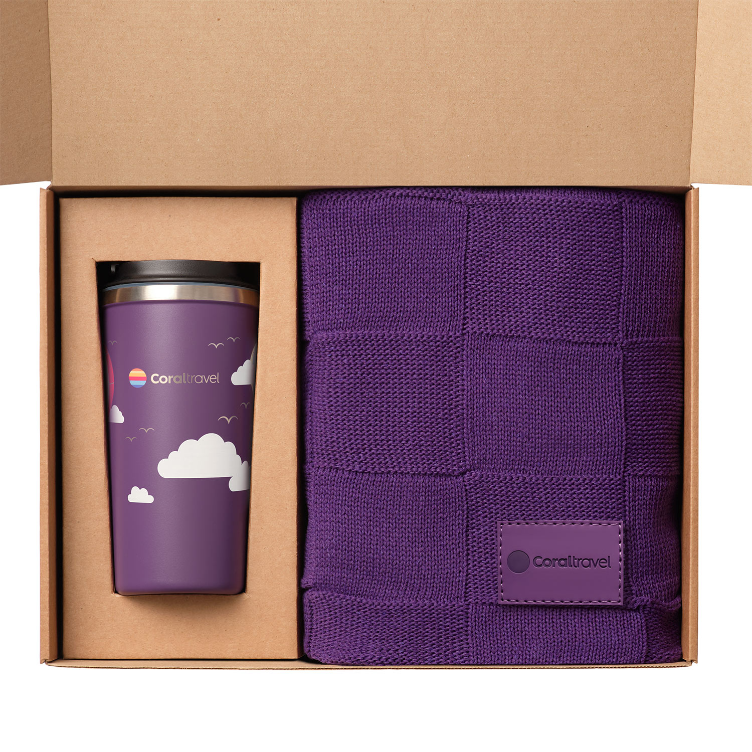Подарочный набор Palermo, Cella, фиолетовый (плед, термокружка) фото на сайте Print Logo.