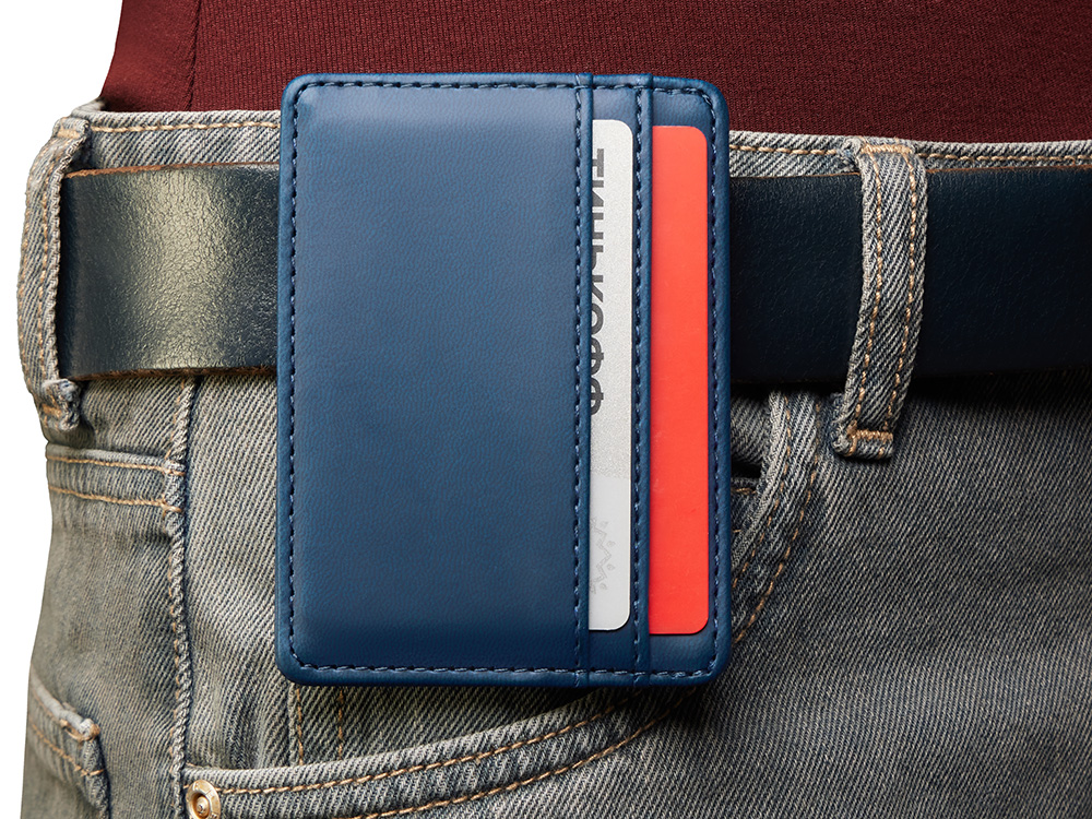 Картхолдер для двух карт и наличных денег с зажимом Crave, темно-синий