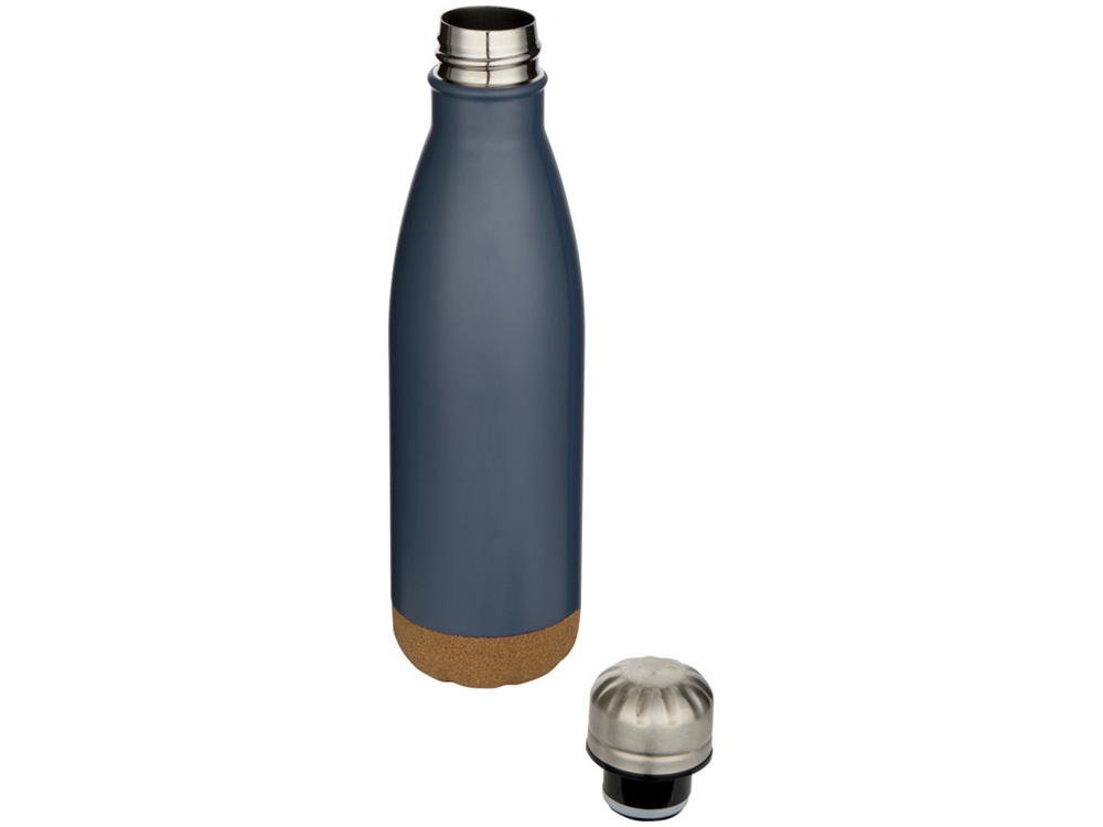 Бутылка для воды Cove из нержавеющей стали с двойными стенками и вакуумной изоляцией, объемом 500 мл, с пробковыми деталями - Hale Blue