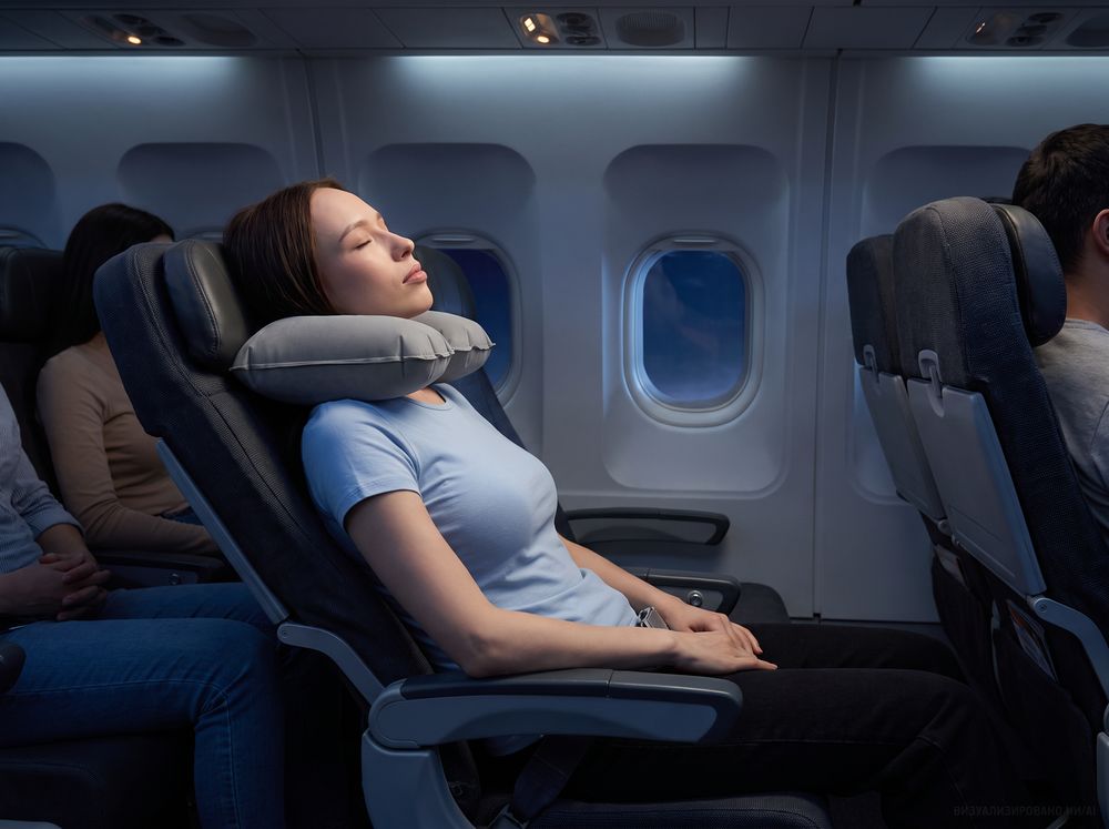 Надувная подушка под шею в чехле Sleep