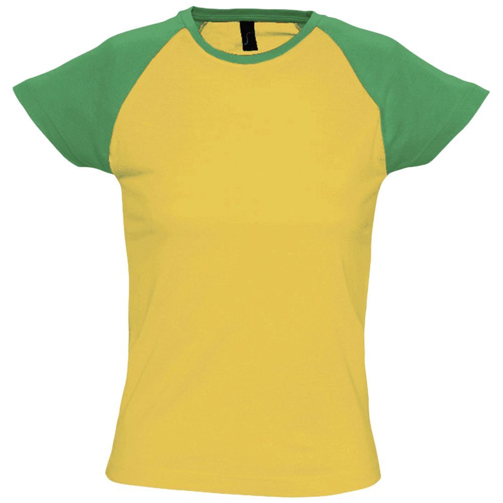 Футболка женская Milky 150 желтая с зеленым, размер XL