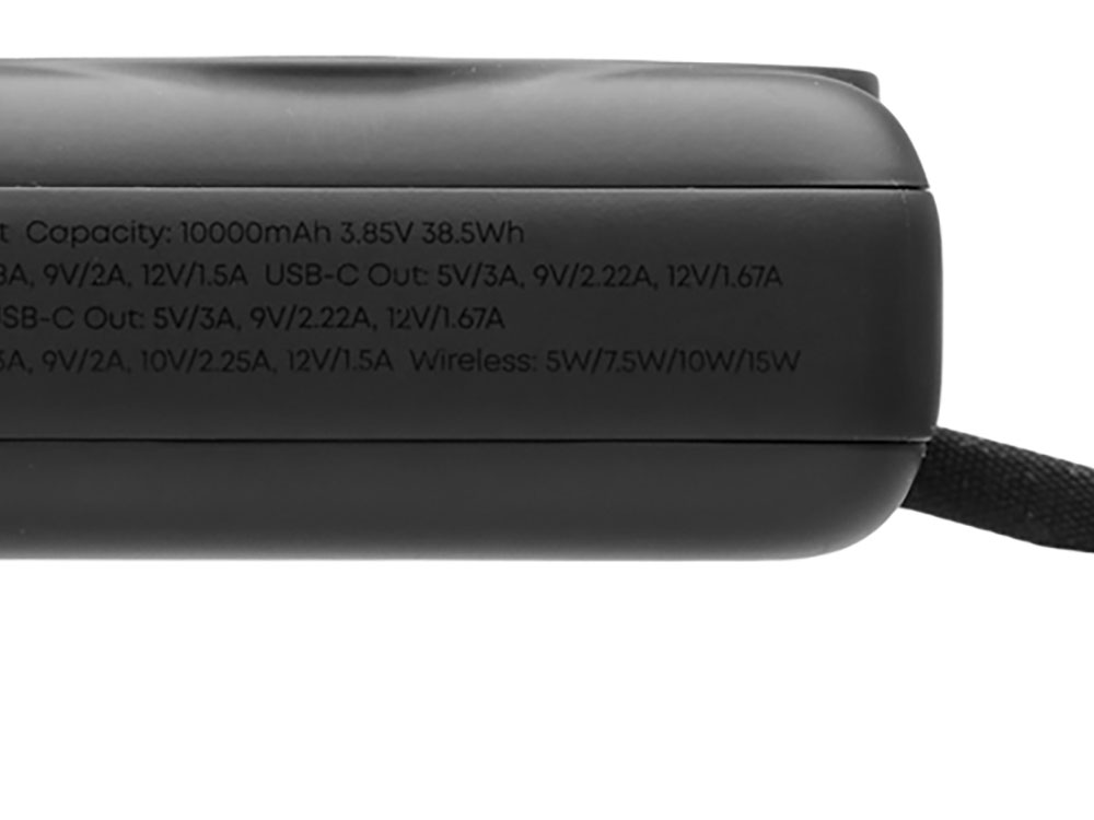 Магнитный беспроводной внешний аккумулятор c подсветкой лого Энчант, 10000 мАч, черный