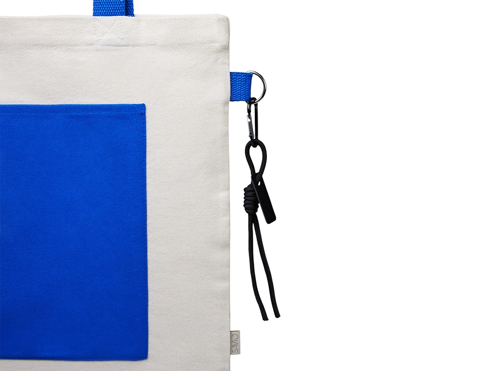 Сумка для покупокTopiс из переработанных материалов с наружным цветным карманом, синий