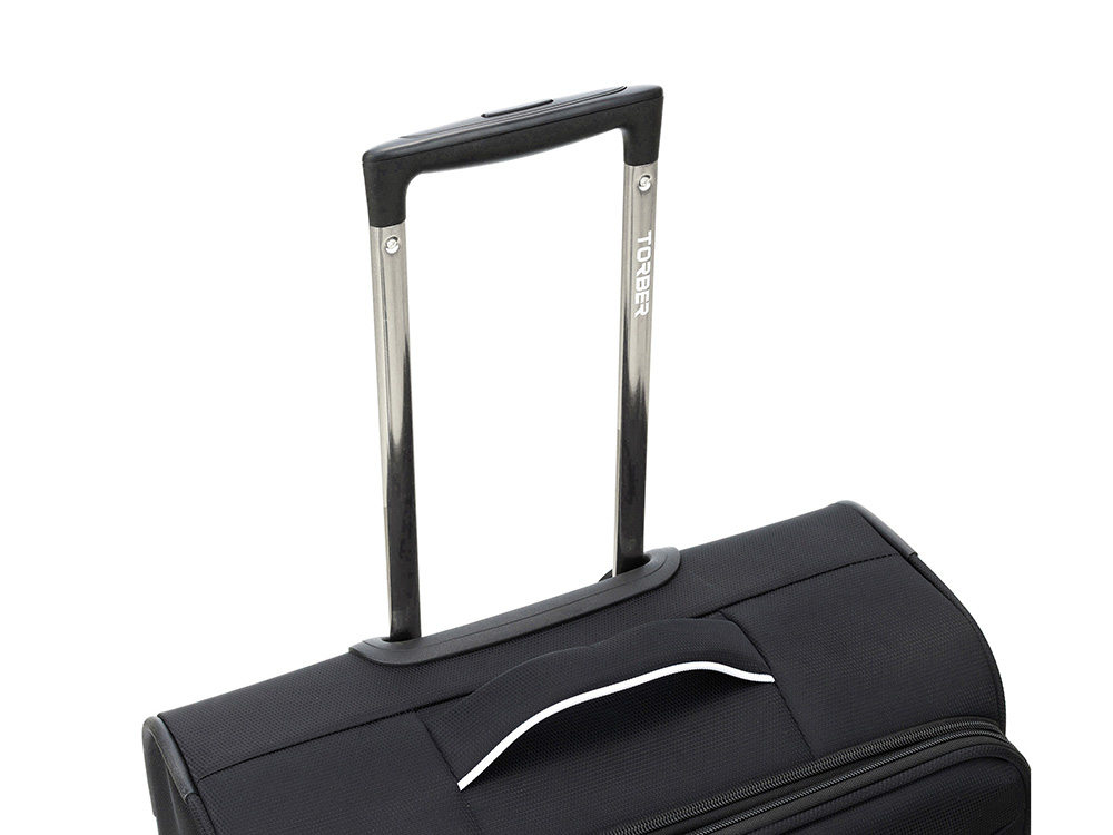 Чемодан TORBER НЕРО, чёрный, переработанный ПЭТ, 44 х 25 х 67 см, 63 л