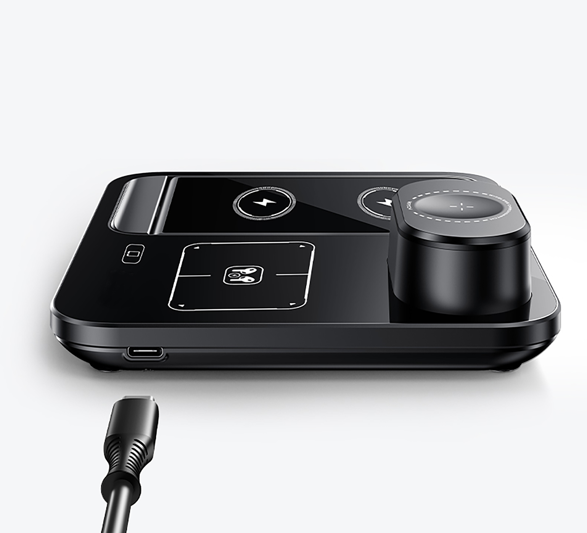 Беспроводная (15W) зарядная станция "Lift" с сенсорным подъёмным механизмом фото на сайте Print Logo.