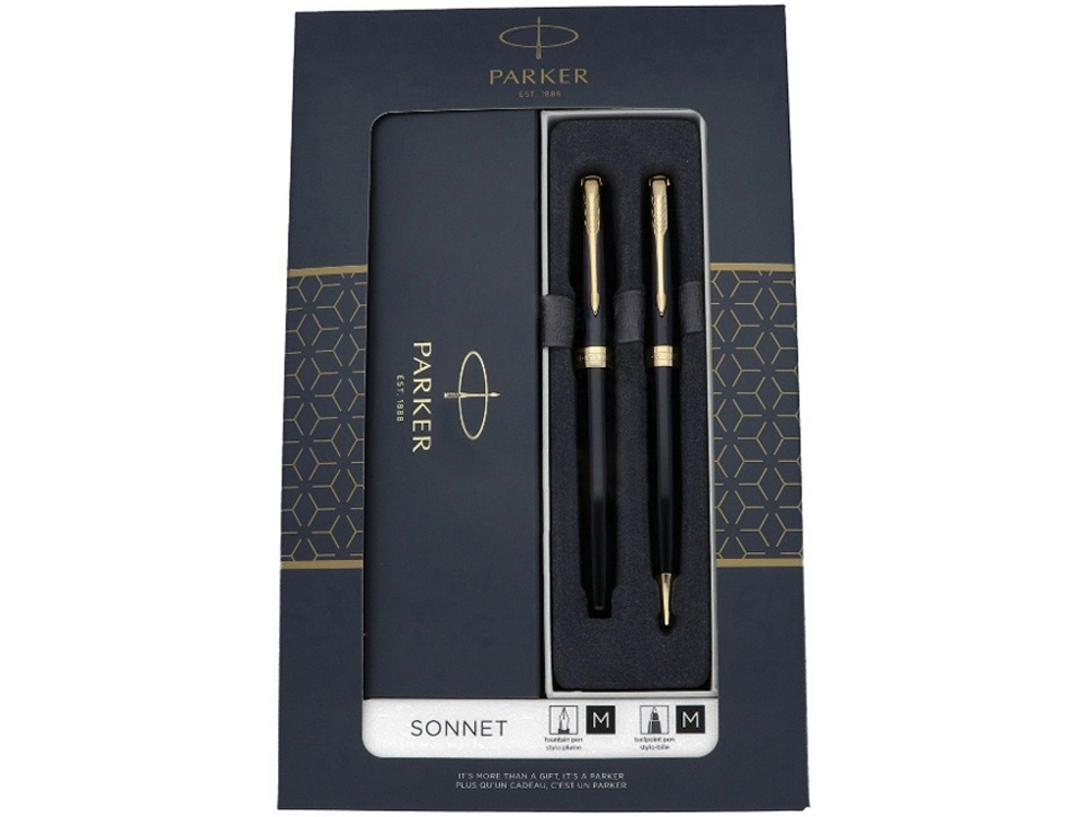 Набор из двух ручек Parker SONNET BLACK GT перьевая и шариковая ручка
