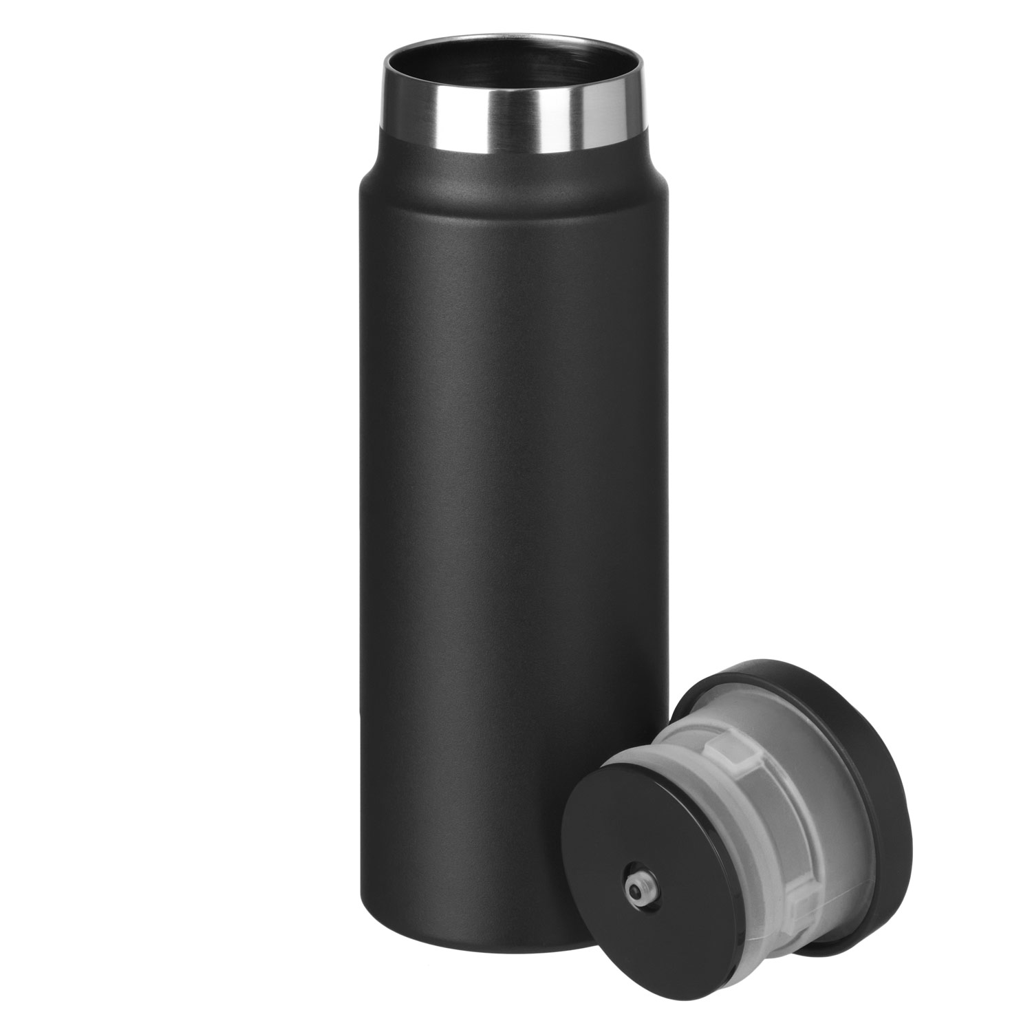 Термобутылка вакуумная герметичная Allegra, серая — пример нанесения логотипа (Portobello Чёрная пятница) | Print Logo