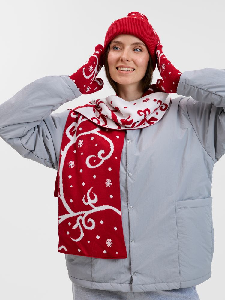 Варежки Adventino, красный с молочным, размер L/XL