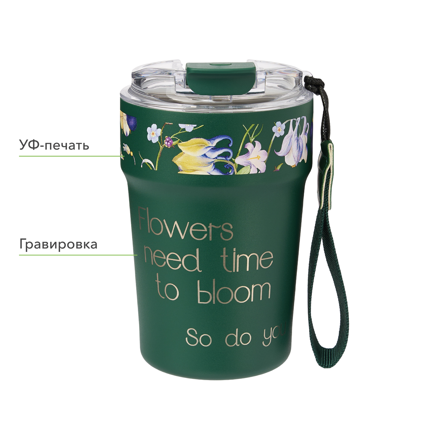 Термокружка вакуумная Монако, темно-зеленая