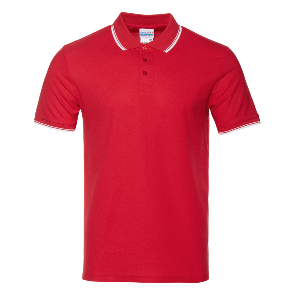 Рубашка поло мужская  STAN с окантовкой хлопок/полиэстер 185, 04T, Красный (14) (44/XS)