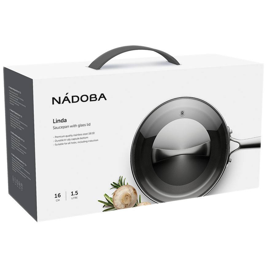 Ковш со стеклянной крышкой Linda — пример нанесения логотипа (Nadoba) | Print Logo