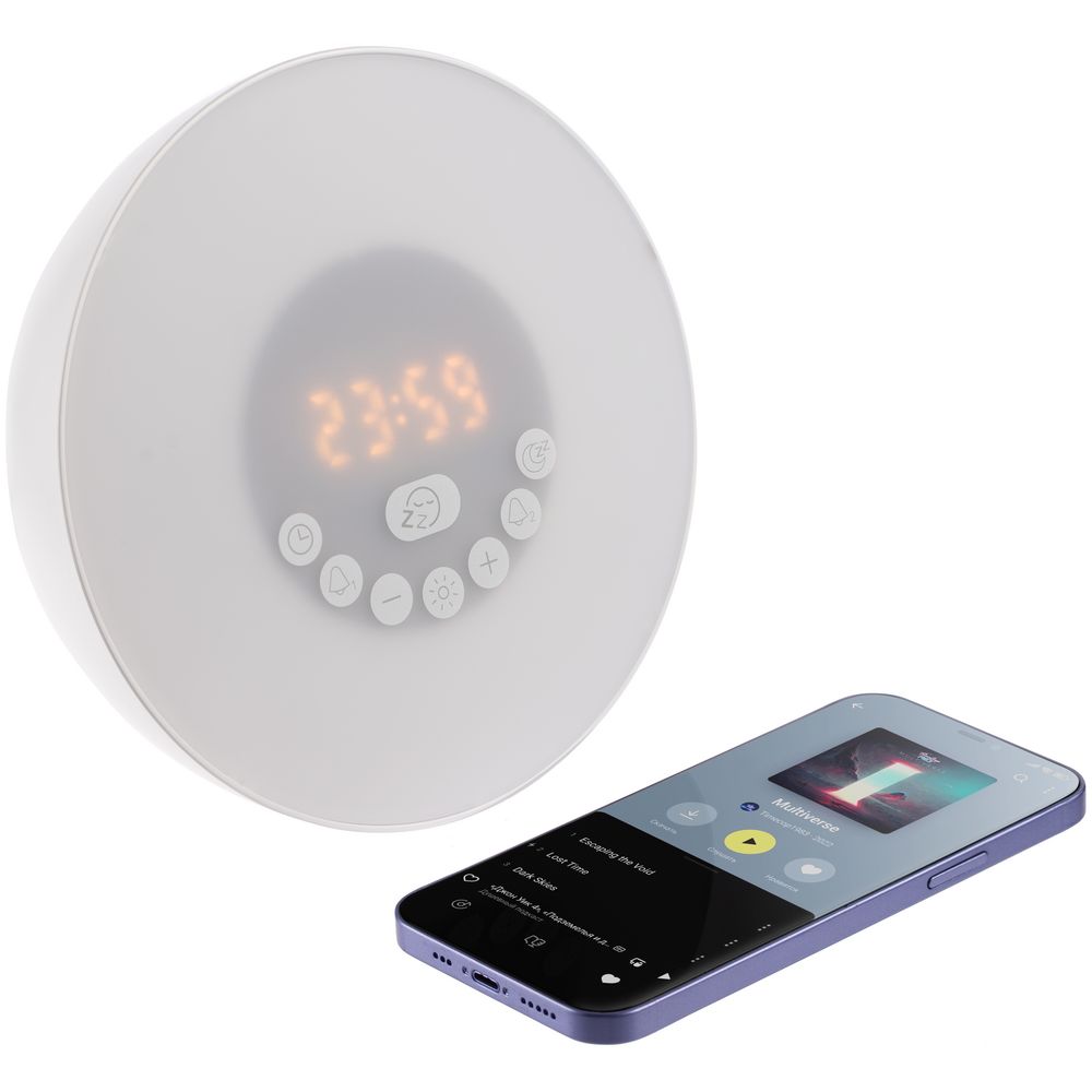 Лампа-колонка со световым будильником dreamTime, ver.2 фото на сайте Print Logo.