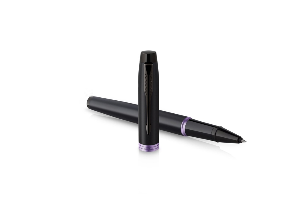 Ручка-роллер Parker IM Vibrant Rings Flame Amethyst Purple, стержень:Fblk, в подарочной упаковке.