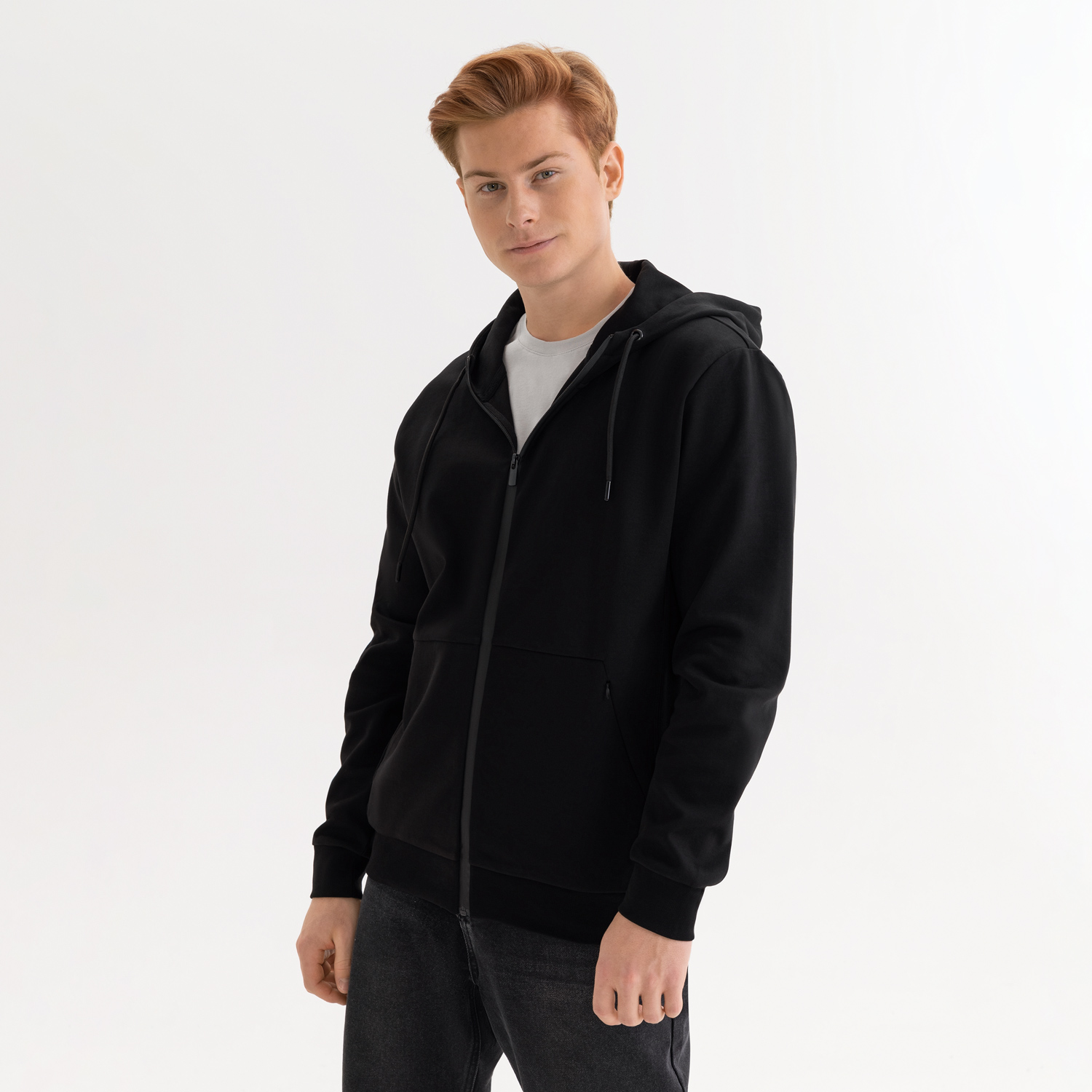 Толстовка на молнии с капюшоном Матео (Mateo) черная, размер S/M