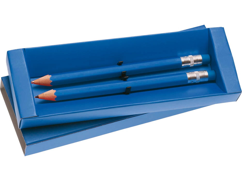Набор Даллас: ручка шариковая, карандаш с ластиком в футляре, синий