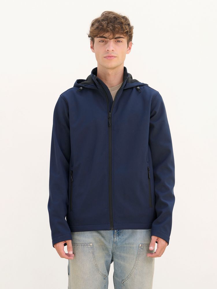 Куртка софтшелл с капюшоном мужская Race Men, черная, размер 3XL