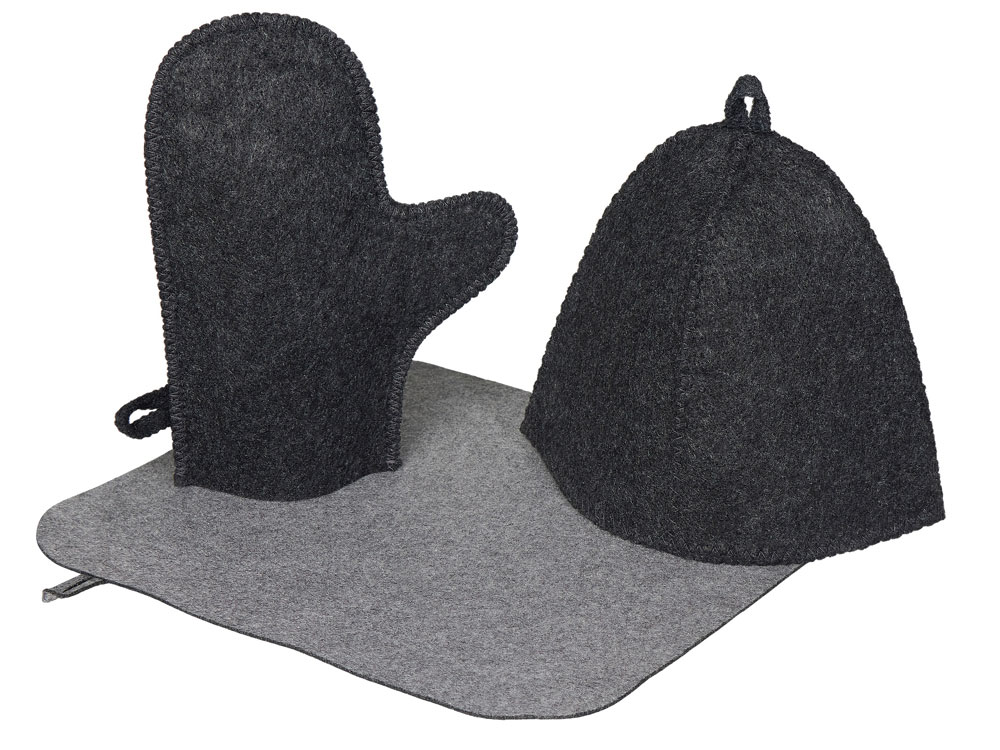 Банный набор из шапки, рукавицы и коврика Calm с логотипом  | Print Logo