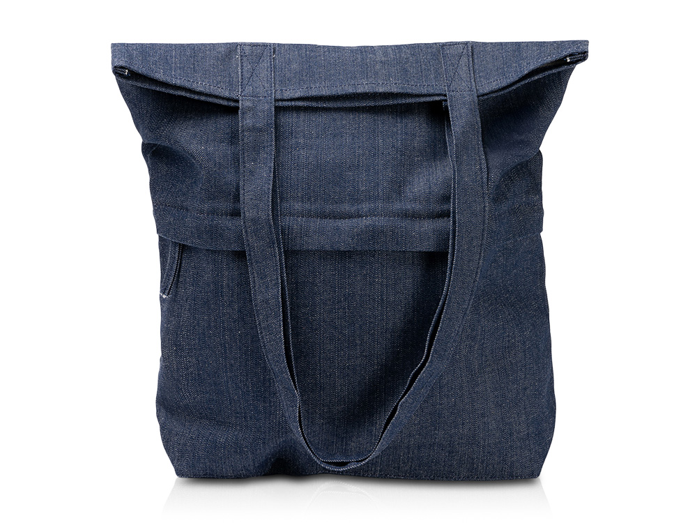 Сумка из переработанной джинсовой ткани Кирк с передним карманом на молнии с логотипом  | Print Logo