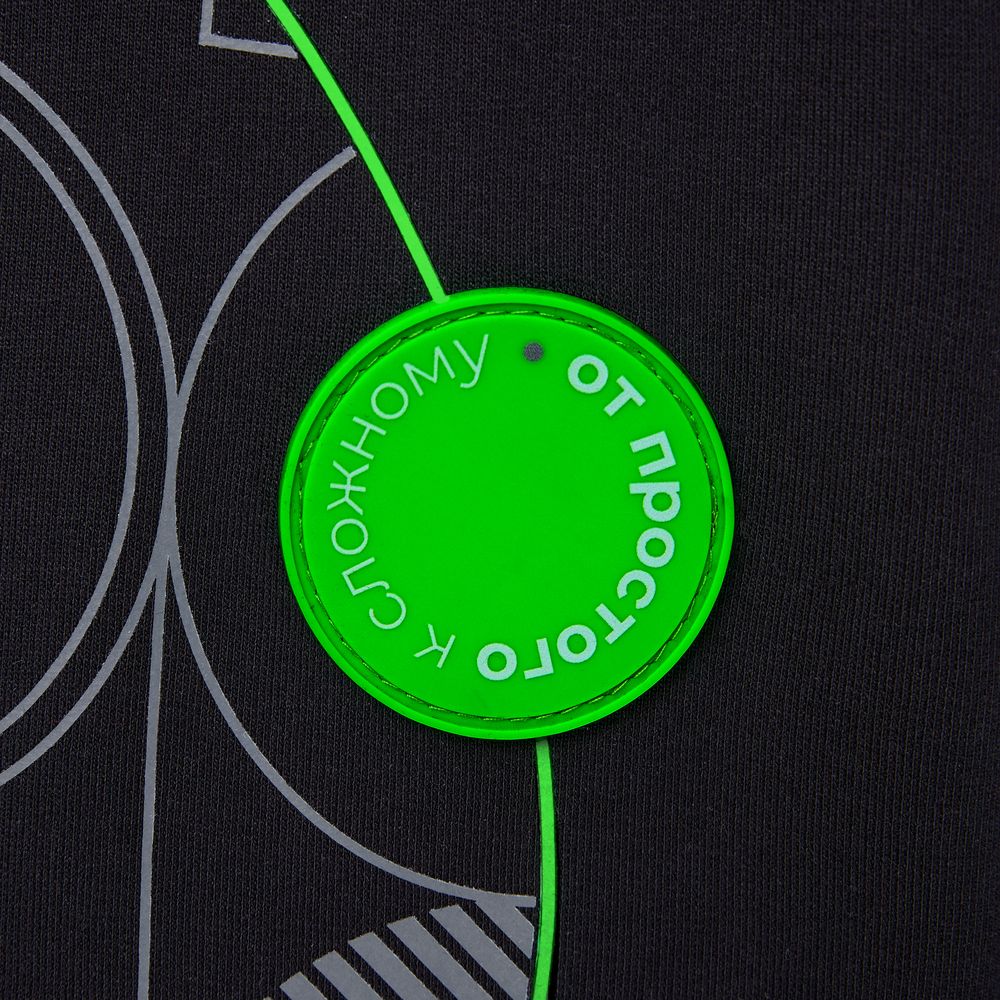 Футболка оверсайз с двойным рукавом Kosmos, черная, размер XS/S