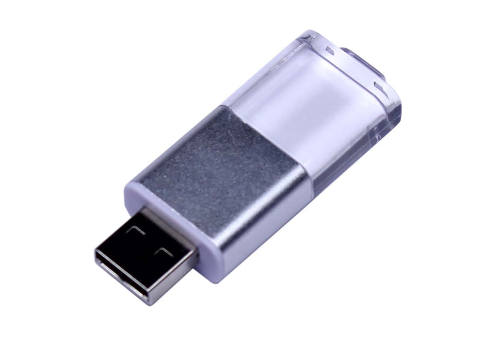 USB 2.0- флешка промо на 16 Гб прямоугольной формы, выдвижной механизм с логотипом  | Print Logo