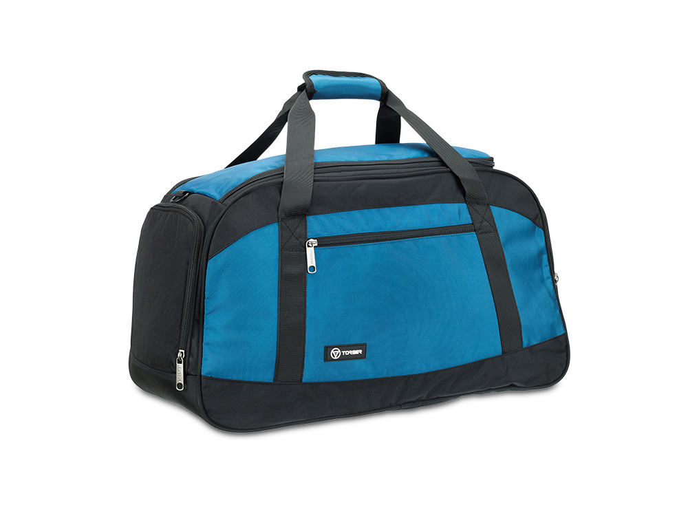 Сумка спортивная TORBER, синий/черный, полиэстер, 52 х 25 х 30 см