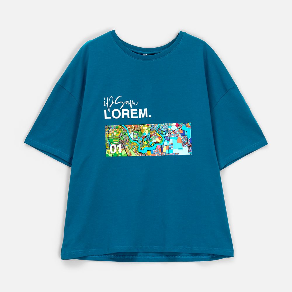 Футболка унисекс оверсайз Crosstown, бирюзовая (морская волна), размер M