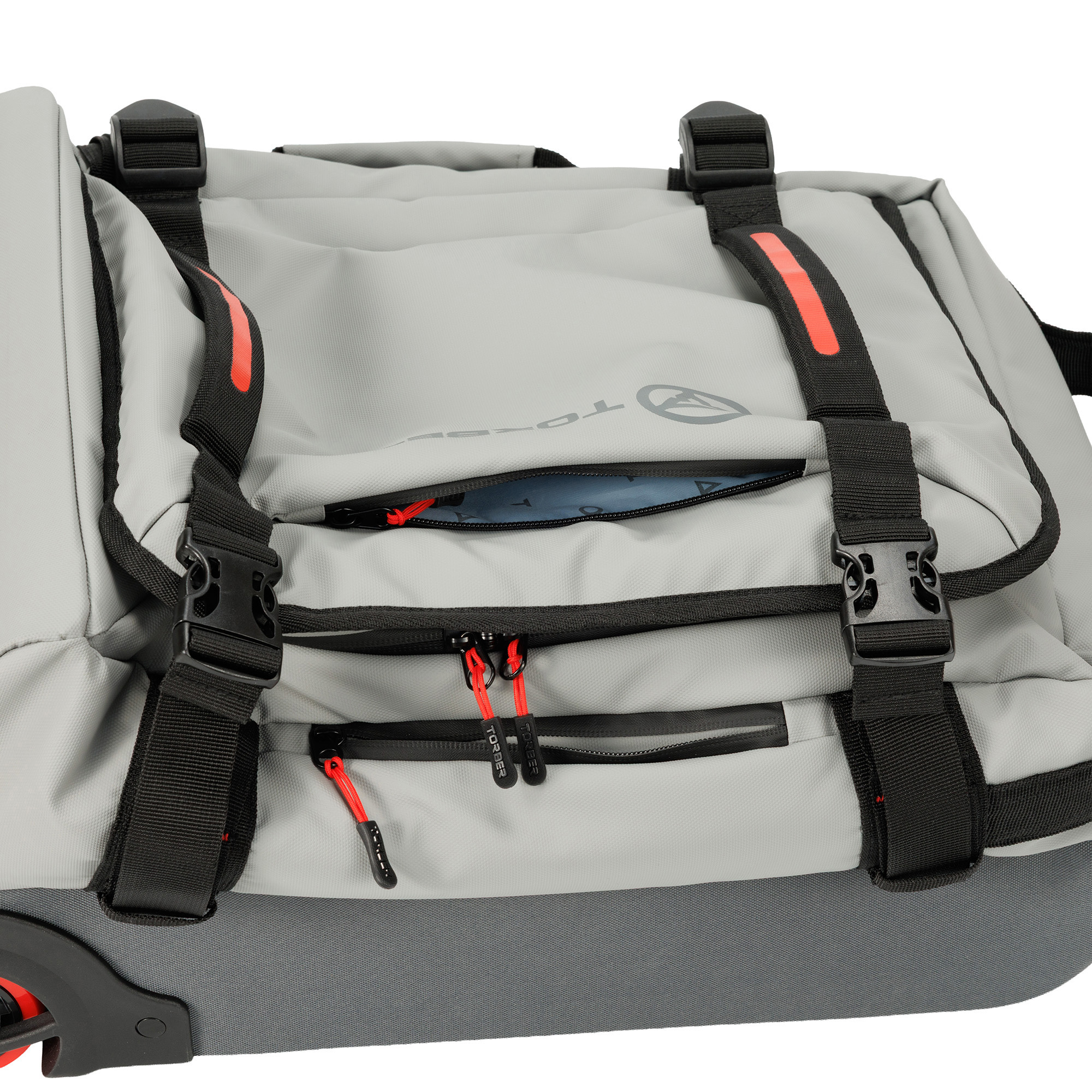 Сумка на колесах TORBER РИТМ, серый, полиэстер 900D с PU покрытием, 49 x 35,5 x 26 см, 35 л